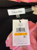 BRAND NEW CALVIN KLEIN BLACK & PINK FLORAL PRINT STRETCH PENCIL DRESS SIZE S