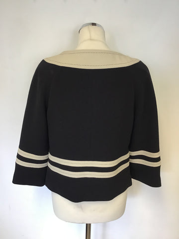 MARKS & SPENCER BLACK & BEIGE TRIM JACKET SIZE 12