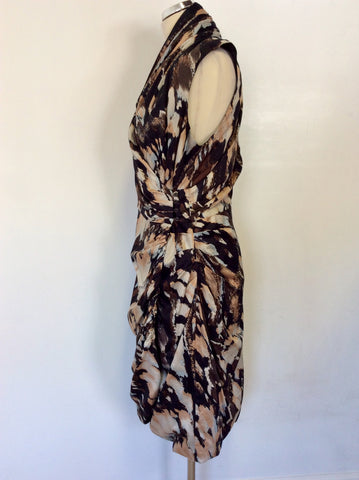 MINT VELVET MULTI COLOURED WRAP ACROSS COTTON DRESS SIZE 16