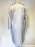 BRAND BEW LIZABELLA SILVER GREY ELEGANT PLEATED FRONT LONG LINE JACKET SIZE 12