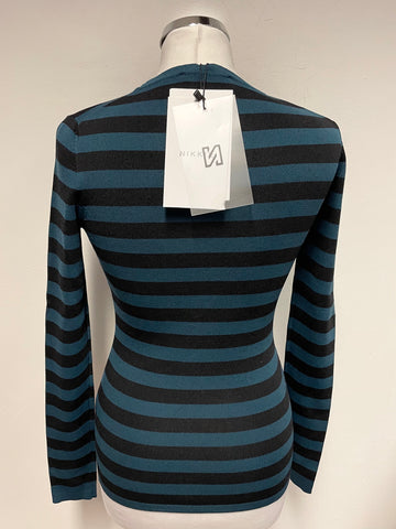 BRAND NEW NIKKIE JOLIE BLACK & PETRO (DARK GREEN) SKINNY RIB TOP SIZE 36