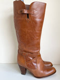 OFFICE TAN LEATHER HEELED BOOTS SIZE 7.5/41