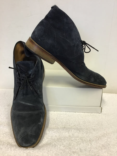 JOHN LEWIS DARK BLUE SUEDE CHUMBLEY LACE UP CHUKKA BOOTS SIZE 9/43