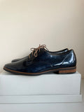 BRAND NEW GABOR NAVY BLUE PATENT LEATHER LACE UP FLATS SIZE 6/39