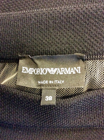EMPORIO ARMANI BLACK OPEN FRINGED BACK LONG SLEEVE BODYCON DRESS SIZE 38 UK 6/8