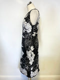 PHASE EIGHT BLACK & IVORY FLORAL PRINT SLEEVELESS PENCIL DRESS SIZE 14