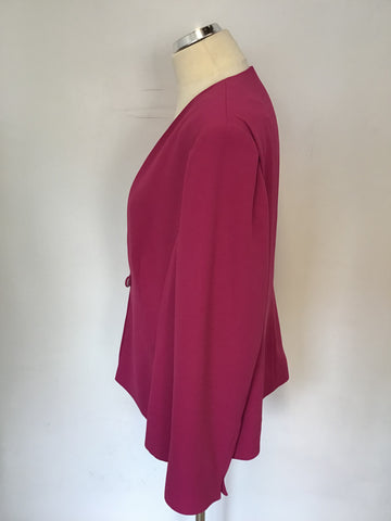 JACQUES VERT FUCHSIA PINK COLLARLESS JACKET SIZE 18