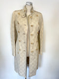 KAREN MILLEN CREAM EMBOSSED PRINT COTTON COAT SIZE 10