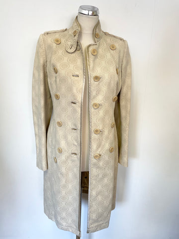 KAREN MILLEN CREAM EMBOSSED PRINT COTTON COAT SIZE 10