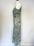 WHISTLES EXPRESS GREEN & BLUE FLORAL PRINT SILK STRAPPY SLIP DRESS SIZE 10