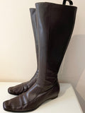 HOBBS DARK BROWN LEATHER LOW HEEL KNEE LENGTH BOOTS SIZE 7/40