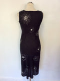 HOBBS BLACK & WHITE EMBROIDERED FLORAL DESIGN DRESS SIZE 8