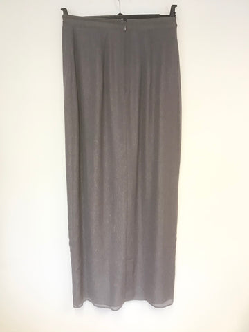 BRAND NEW REISS MANHATTAN GREY METALLIC MAXI SKIRT SIZE 10