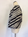 JAEGER BLACK & WHITE STRIPE LINEN & COTTON BLEND JACKET SIZE 16