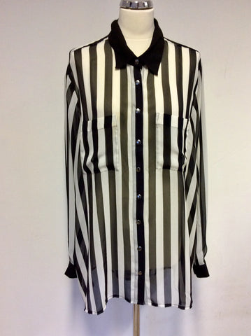 JUNAROSE BLACK & WHITE STRIPE BLOUSE SIZE 38 UK 20/XL