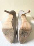 LK BENNETT ANDIE BIRCH (LIGHT GREY SNAKESKIN LEATHER PLATFORM SOLE HIGH HEELS SIZE 7.5/41