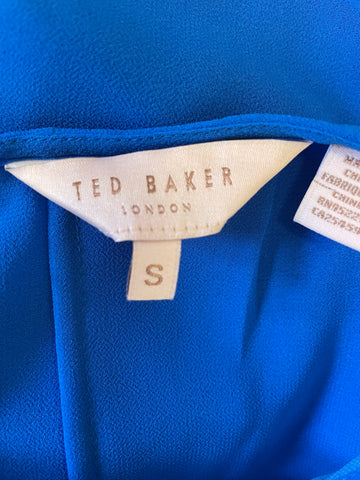 TED BAKER NOVYA BLUE & RASPBERRY RIPPLE FLORAL PRINT SLEEVELESS BEACH COVER UP SIZE S