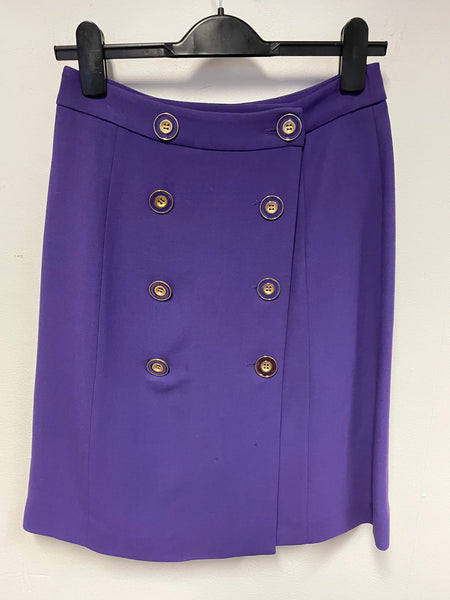 LK BENNETT PURPLE WOOL BLEND WRAP ACROSS SKIRT SIZE 10