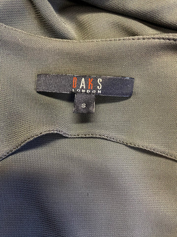 DAKS DARK GREEN SLEEVELESS V NECKLINE STRETCH JERSEY DRESS SIZE S