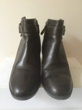 GEOX RESPIRA DARK BROWN LEATHER BUCKLE TRIM ANKLE BOOTS SIZE 3/36