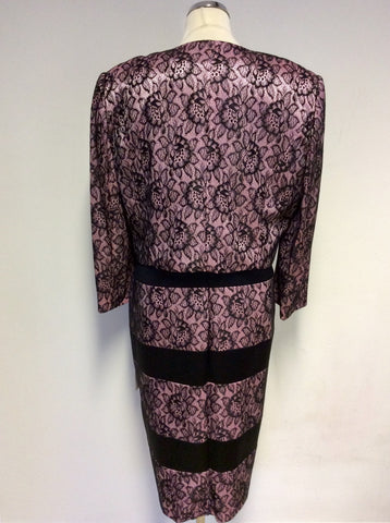 BRAND NEW DRESS CODE BY VEROMIA PINK & BLACK LACE DRESS & JACKET SUIT SIZE 18