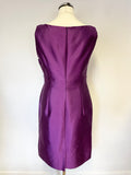 LK BENNETT PURPLE SILK & WOOL BLEND PENCIL DRESS & JACKET SUIT SIZE 12