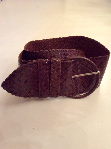 REISS BROWN LEATHER PLAITED BELT SIZE M