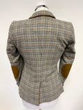 JACKPOT BROWN TWEED WOOL MIX COLLARED FITTED JACKET SIZE 32 UK 6/8