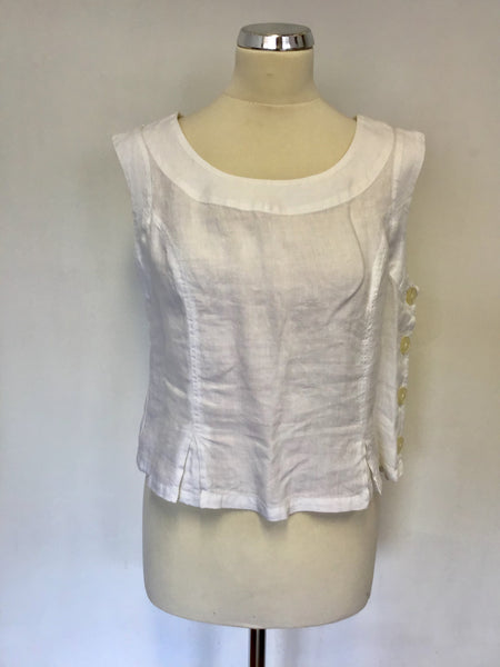 BRAND NEW HOBBS WHITE LINEN SLEEVELESS YACHT TOP SIZE 12