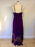 KAREN MILLEN PURPLE SILK FLORAL PRINT DETAIL MAXI DRESS SIZE 14