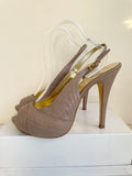TED BAKER CAMEL LEATHER PEEPTOE SLINGBACK STRAP HIGH HEELS WITH PLATFORM SIZE 7/40