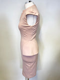 TED BAKER PINK ZIP FRONT SLEEVELESS PEPLUM TRIM PENCIL DRESS SIZE 1 UK 8/10