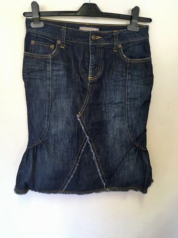 JIGSAW DARK BLUE DENIM KNEE LENGTH SKIRT SIZE 10