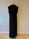 ANN HARVEY BLACK SATIN NECKLINE SLEEVELESS LONG EVENING DRESS SIZE 22