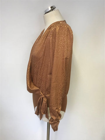 BRAND NEW KAREN MILLEN TAN JACQUARD SATIN  SUIT SIZE 10