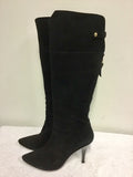 MODA IN PELLE BLACK SUEDE KNEE LENGTH HEELS SIZE 7.5/41