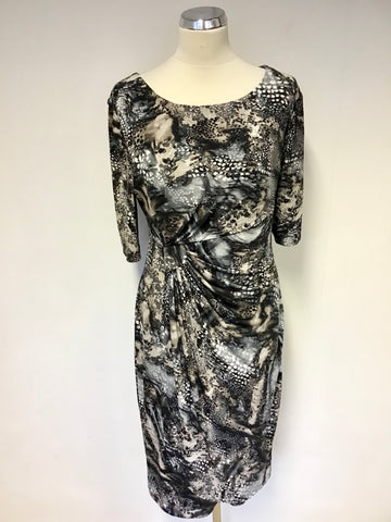 CONNECTED APPAREL GREY & BROWN SHADES PRINT SHORT SLEEVE DRESS SIZE 12
