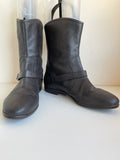 UGG FRANCES DARK BROWN LEATHER BUCKLE TRIM ANKLE  BOOTS SIZE 8.5/41