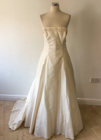 FORGET ME NOT IVORY 100% SILK WEDDING DRESS SIZE 14