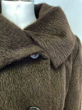 JAEGER DARK BROWN ALPACA & WOOL DOUBLE BREASTED BELTED COAT SIZE 10/12