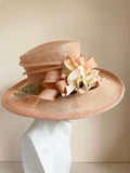 UNBRANDED APRICOT BOW & FLOWER TRIM FORMAL HAT
