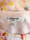 LK BENNETT RANIA MULTICOLOURED FLORAL PRINT SHORT SLEEVE SILK TOP SIZE 10