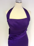 KAREN MILLEN PURPLE HALTERNECK PLEATED DETAIL PENCIL DRESS SIZE 8