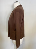 BRAND NEW ARTIGIANO COFFEE BROWN BEADED TRIM COTTON & SILK BLEND CARDIGAN SIZE L