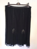 COUNTRY CASUALS BLACK SILK WITH SILVER EMBROIDERY & BEADING TOP & SKIRT SIZE 18