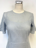 HOBBS LIGHT BLUE SHORT SLEEVED HOLE PUNCHED DESIGN SPECIAL OCCASION DRESS SIZE 10