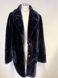 HOBBS MIDNIGHT BLUE FAUX FUR MID LENGTH COAT SIZE M
