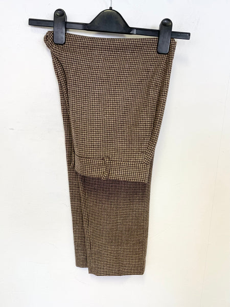 RALPH LAUREN POLO BROWN WOOL CHECK ANKLE GRAZER TROUSERS SIZE 2 UK 6/8