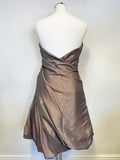 JIM HJELM OCCASIONS BRONZE STRAPLESS A LINE SPECIAL OCCASION DRESS SIZE 8 UK 12