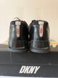 DKNY TECH BLACK PATENT LEATHER LACE UPTRAINERS SIZE US 7 UK 5/38